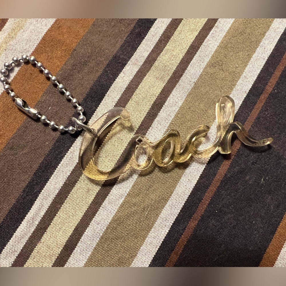 Coach Poppy Script Clear Gold Hang Tag 3”